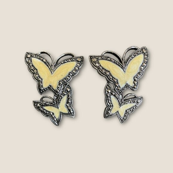 Avon Whispering Wings Double Butterfly Post Earrings - Picture 3 of 5